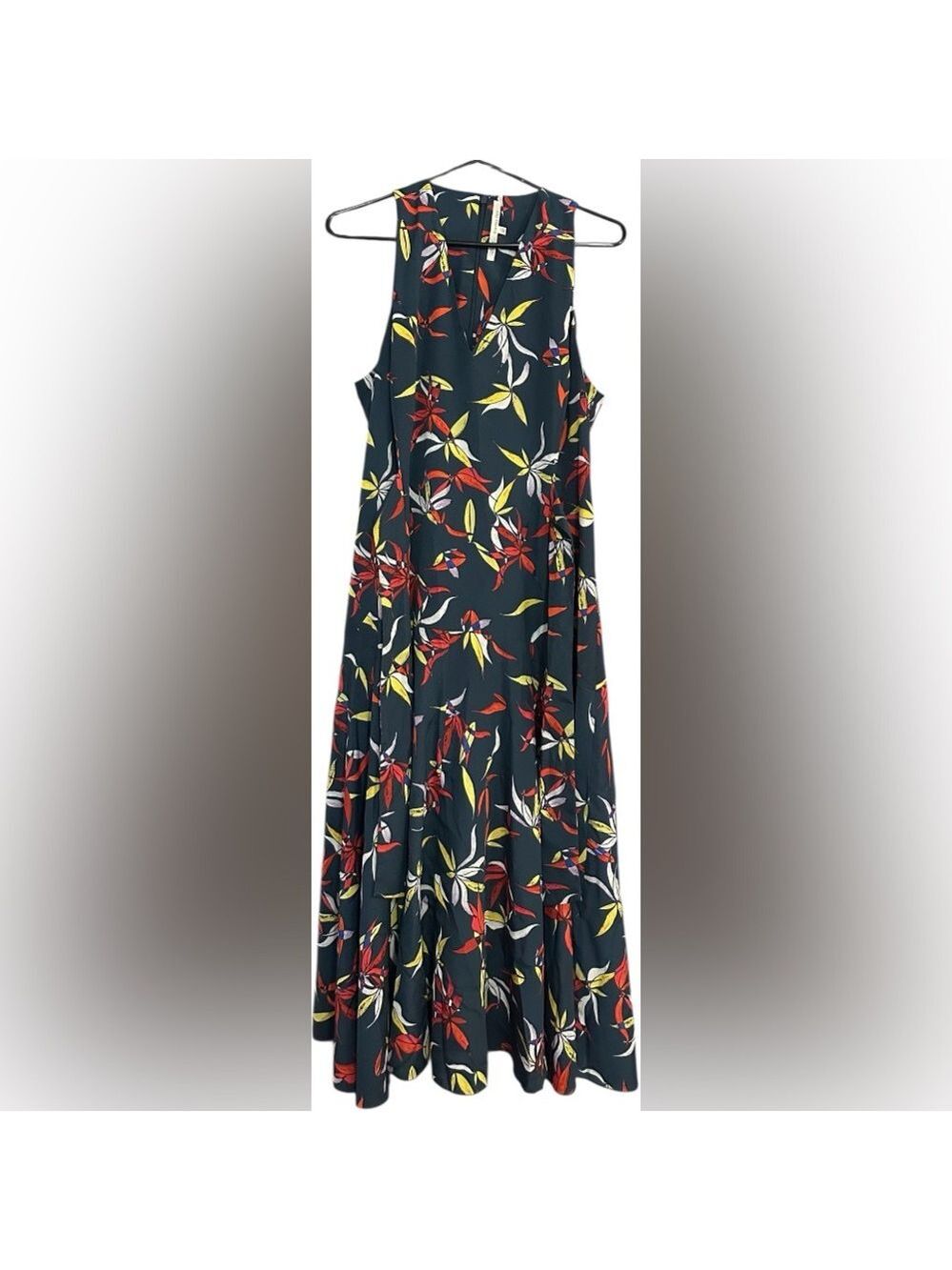 RACHEL Rachel Roy Leaf Print Tie Front or Back Sleeveless Midi Dress - Picture 2 of 8